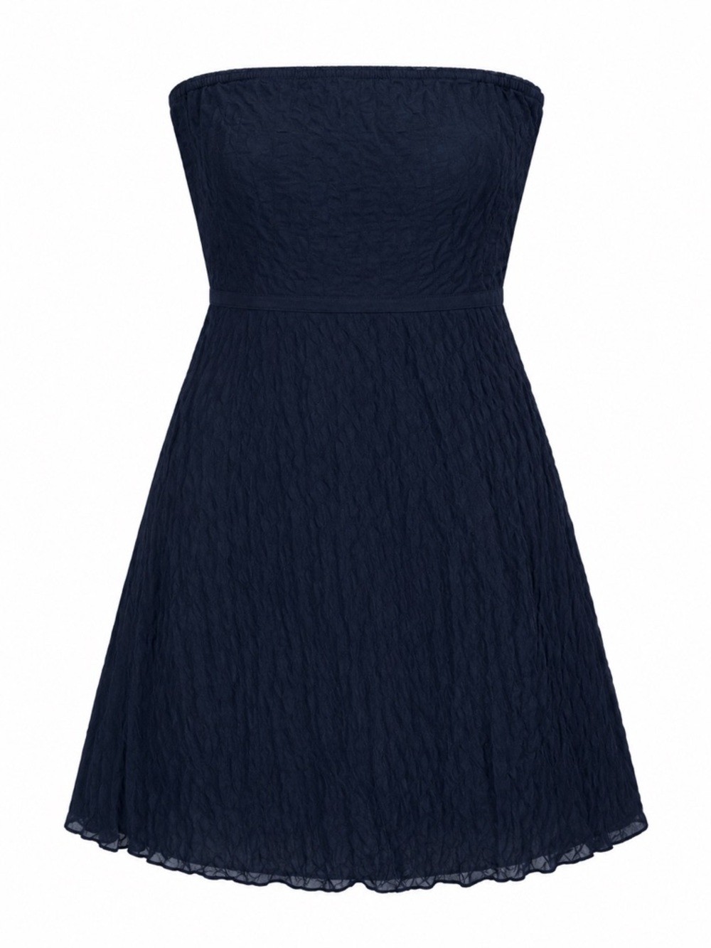 J.Crew Navy Crinkle Cotton Strapless Dress Women’s 6 Fit Flare Beachy Resort